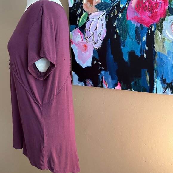 Simply Vera Vera Wang Plum Short Sleeve Pull-Over Top Size Large - Picture 3 of 8